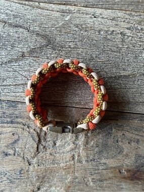 Set of Braided Paracord Bracelets in Orange and Tan